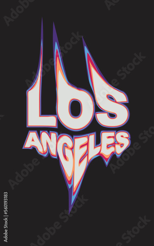 Los Angeles Typography Colourful Distortion Melt Text Effect Graphic design poster t shirt Print Vector