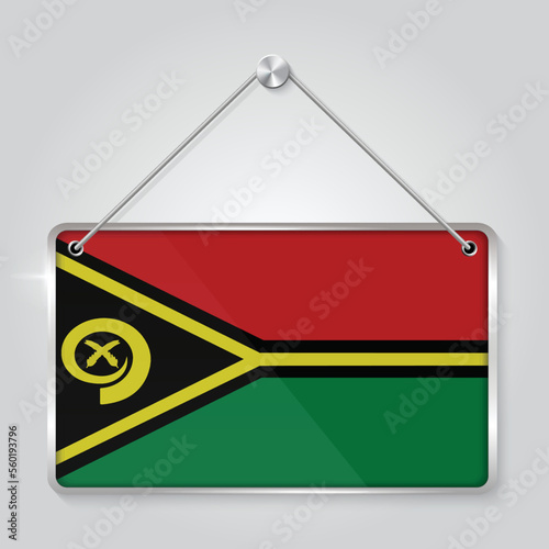 Flag of Vanuatu. The symbol of the state in the pennant hanging on the rope, rectangle hanging. Vector Illustration EPS10.