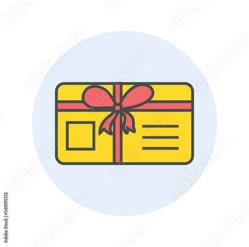Bonus card color icon. Gift, present and surprise, loyalty program and special offer. Discounts and promotions, cashback and bonuses. Graphic element for website. Cartoon flat vector illustration