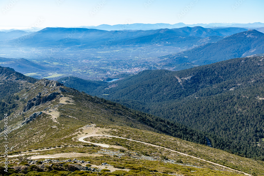 view of the mountains of the sierra de guadarrama in madrid on the way up to the communications station called ball of the world