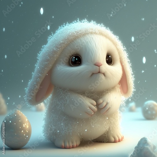 The Cute Baby rabbit.Generative AI