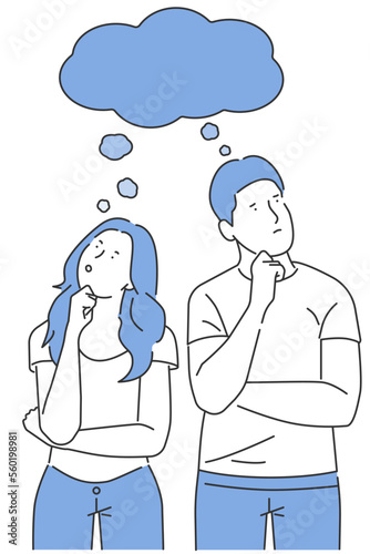 An illustration of serious facial expressions suggesting different thoughts and commonalities between men and women.