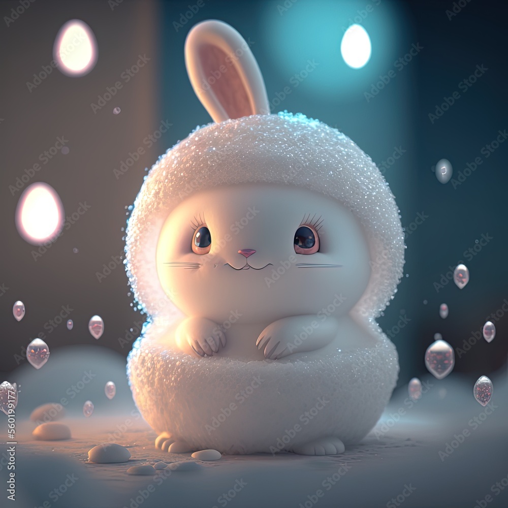 Obraz premium The Cute Baby rabbit.Generative AI