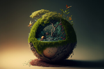 World environment and earth day concept with glass globe and eco friendly enviroment