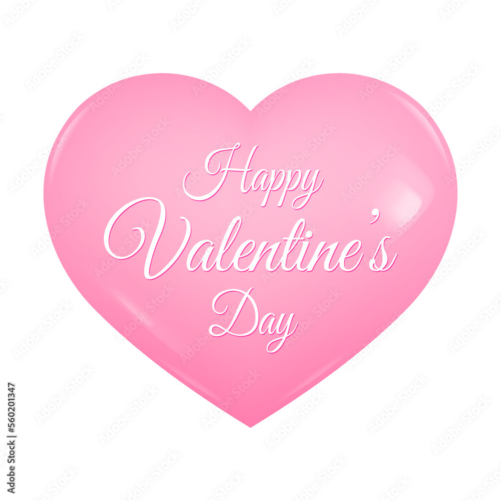 Happy valentine's day. 3d heart. Light pink card