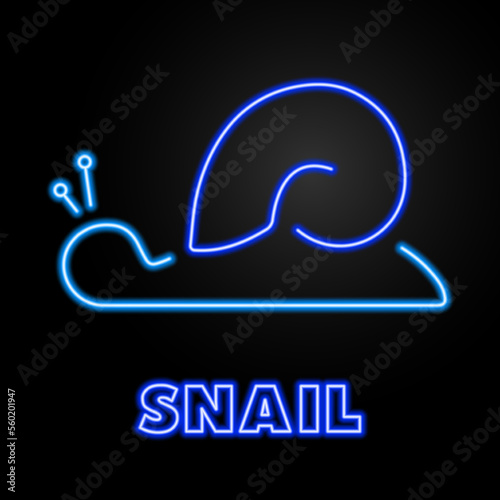 snail neon sign, modern glowing banner design, colorful modern design trends on black background. Vector illustration.