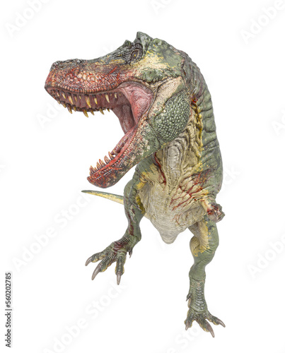 Fototapeta Naklejka Na Ścianę i Meble -  t-rex on blood is angry and looking for food in white background