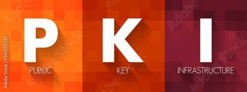 PKI - Public Key Infrastructure is a set of roles, policies, hardware, software and procedures needed for digital certificates and manage public-key encryption, acronym concept background