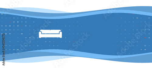 Tablou canvas Blue wavy banner with a white sofa symbol on the left