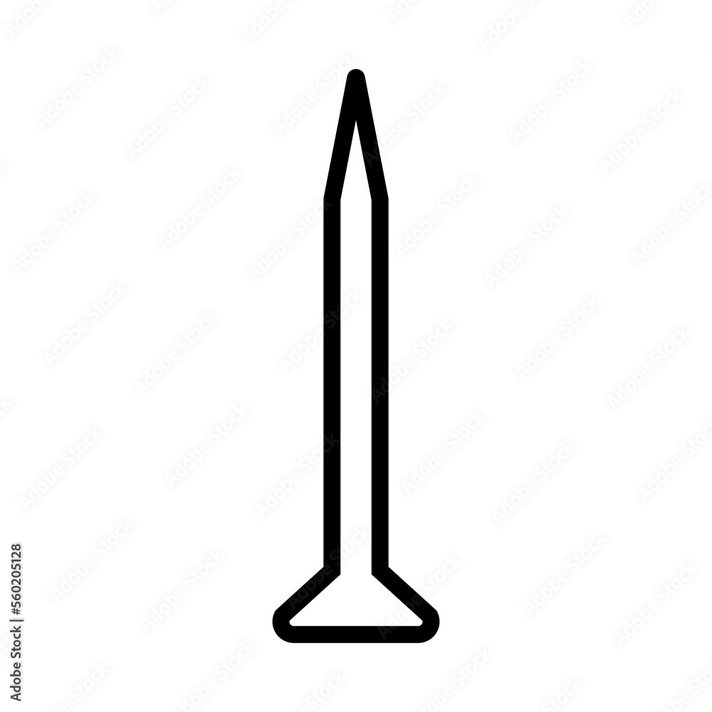 Building nail icon line isolated on white background. Black flat thin icon on modern outline style. Linear symbol and editable stroke. Simple and pixel perfect stroke vector illustration Building nail icon line isolated on white background. Black flat thin icon on modern outline style. Linear symbol and editable stroke. Simple and pixel perfect stroke vector illustration