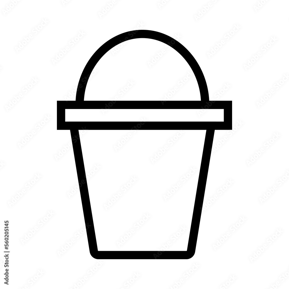 Bucket icon line isolated on white background. Black flat thin icon on modern outline style. Linear symbol and editable stroke. Simple and pixel perfect stroke vector illustration Bucket icon line isolated on white background. Black flat thin icon on modern outline style. Linear symbol and editable stroke. Simple and pixel perfect stroke vector illustration