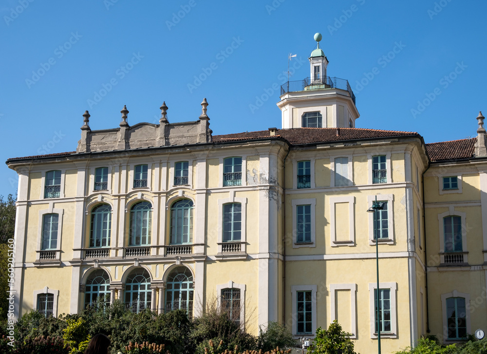 Milan - Palazzo Dugnani, baroque facade of palace overlooking the historic public park Indro Montanelli. Lombardy
