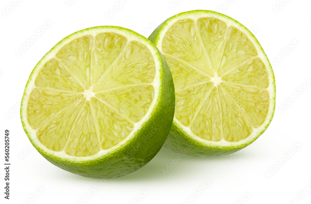 lime isolate on a white background. two halves of citrus fruits. lime isolate on a white background. two halves of citrus fruits.