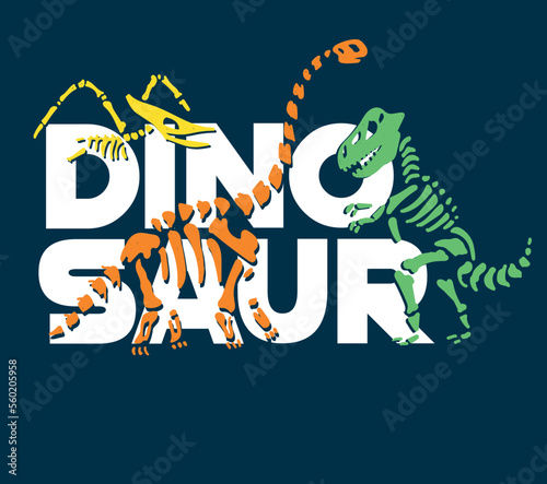 Dinosaur skeleton illustration. Dinosaur fossil vector illustration
