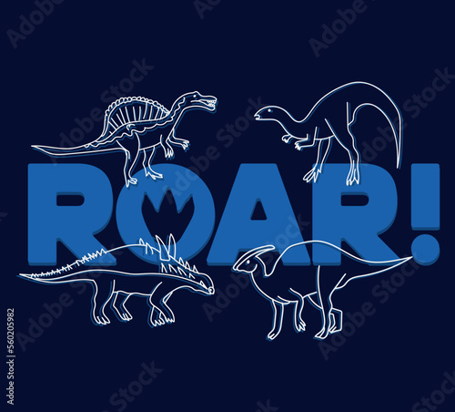 Dinosaur skeleton illustration. Dinosaur fossil vector illustration