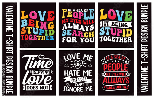 Valentines Typography T-shirt Design Bundle.