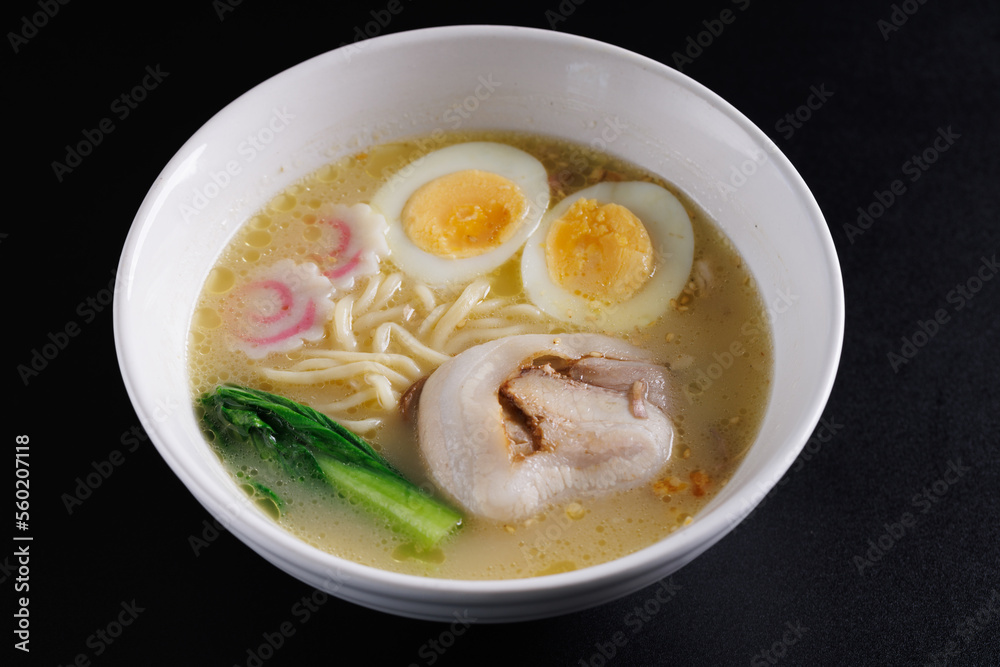 Ramen Japanese noodle isolated in black background Ramen Japanese noodle isolated in black background