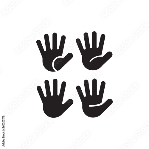 Raised hand with fingers splayed vector flat icon. Isolated raised hand emoji illustration set.