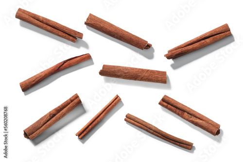 Murais de parede Cinnamon or cassia sticks (dried bark) isolated png, top view