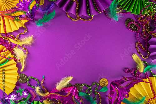 Obraz na płótnie Mardi Gras colourful holiday greeting card background with festival masquerade a
