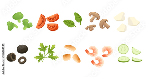 Set of ingredients vegetable fresh healthy food vector illustration isolated on white background