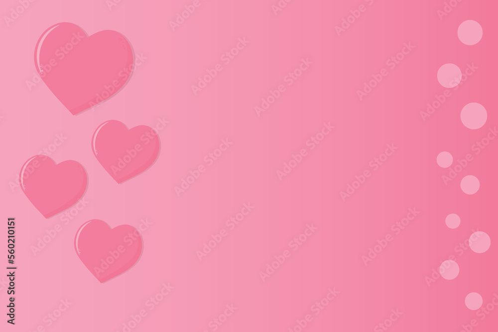 Colorfull pink wallpaper elements in shape of heart flying on pink background. Love and Valentine's day concept. Birthday greeting card design.