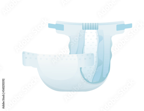 Baby absorbent diaper hygiene comfortable care vector illustration isolated on white background