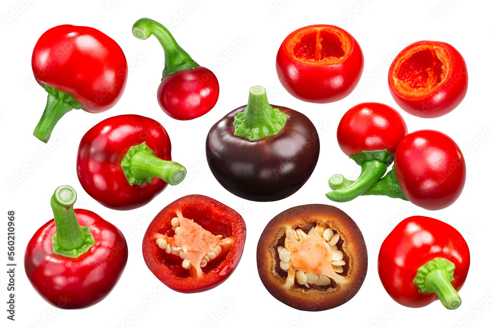 Cherry peppers (Capsicum annuum var. cerasiforme), different varieties
