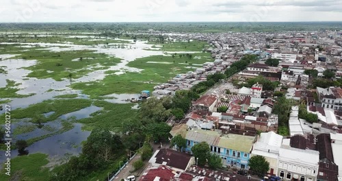 Iquitos, a city in the heart of the Peruvian Amazon rainforest (Upward view)