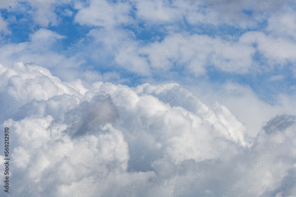 Naklejka premium Cumulus cloud formations with a blue sky.