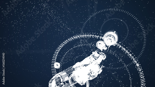 Abstract polygonal space low poly dark background with connecting dots and lines. Connection structure. 3d rendering