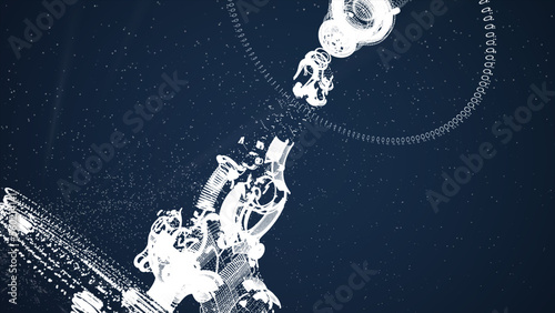 Abstract polygonal space low poly dark background with connecting dots and lines. Connection structure. 3d rendering