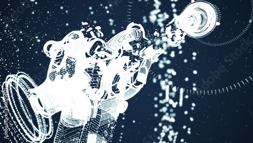 Abstract polygonal space low poly dark background with connecting dots and lines. Connection structure. 3d rendering