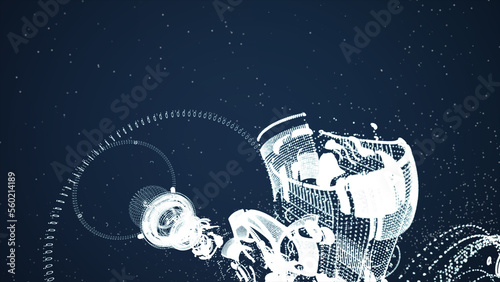 Abstract polygonal space low poly dark background with connecting dots and lines. Connection structure. 3d rendering