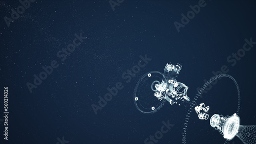 Abstract polygonal space low poly dark background with connecting dots and lines. Connection structure. 3d rendering