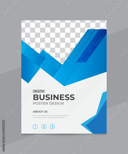 Blue vector vertical business flyer template