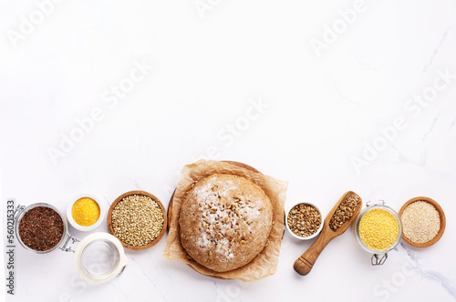 Gluten free Bread, Healthy Eating, Dieting, Balanced Food Concept.