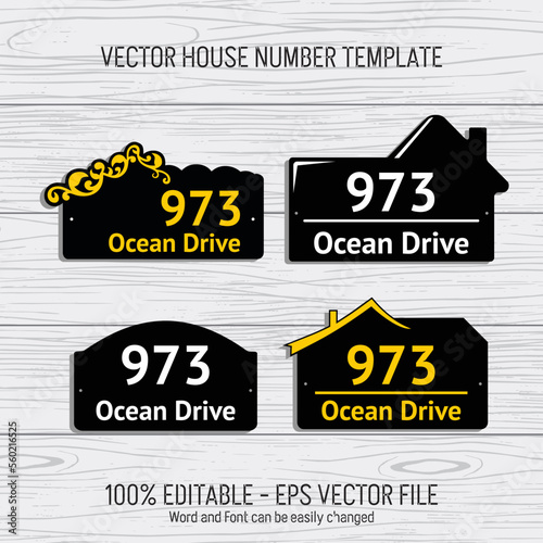 Laser cutting template files for house numbers, housing numbers, room numbers, villas, pavilions, apartments, and street names