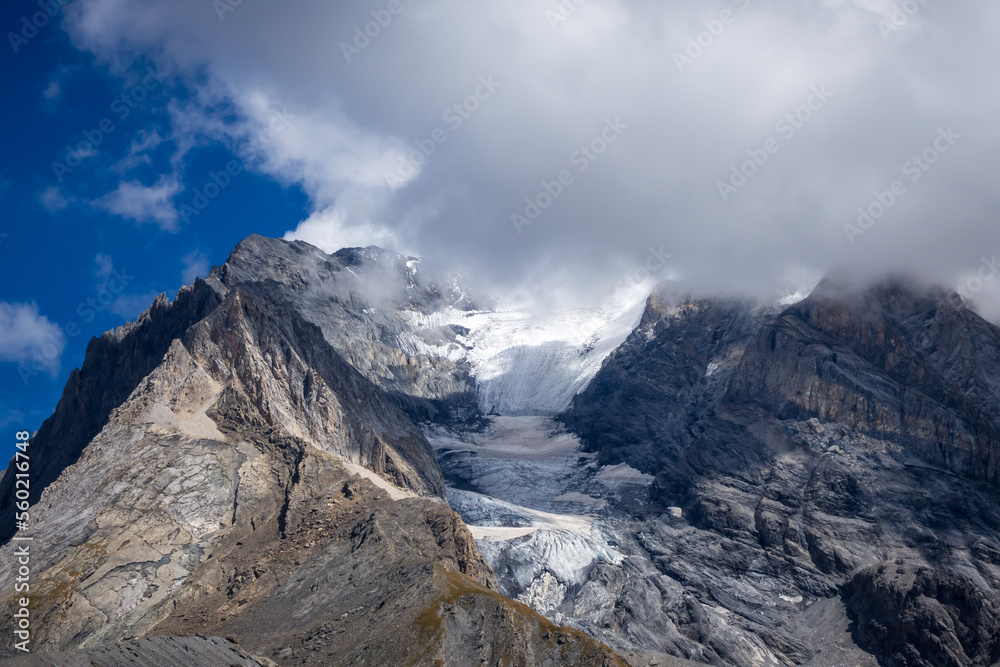 Grande Casse Alpine glacier landscape in French alps Grande Casse Alpine glacier landscape in French alps