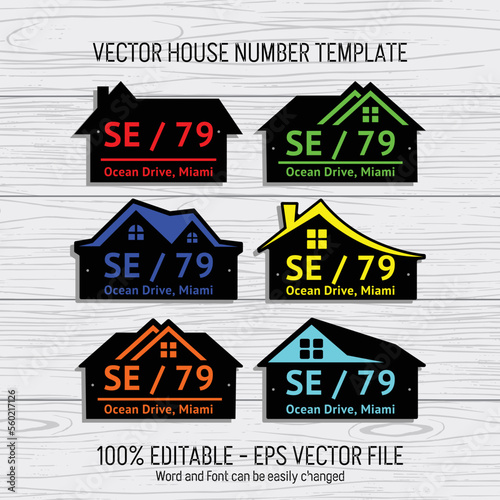 Laser cutting template files for house numbers, housing numbers, room numbers, villas, pavilions, apartments, and street names