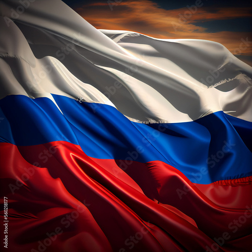 Russian waving flag, Background of an russian flag, generative ai
