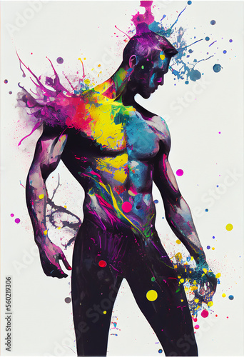 color silhouette of man with paint splash 
