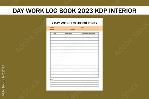 day work log book 2023 kdp interior