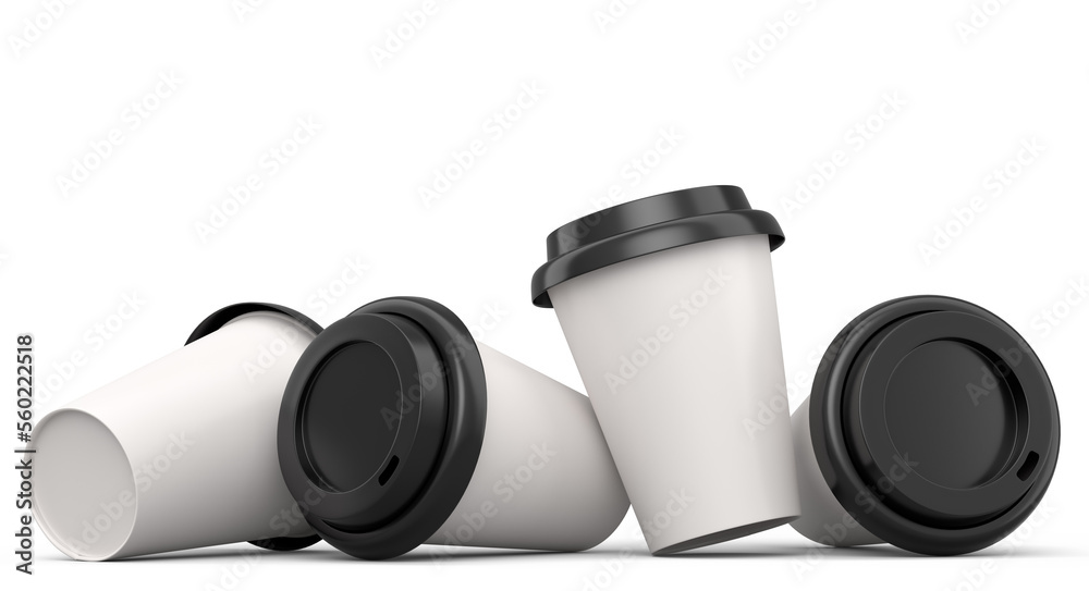 Set of paper coffee cups for cappuccino, americano, espresso, mocha, latte Set of paper coffee cups for cappuccino, americano, espresso, mocha, latte