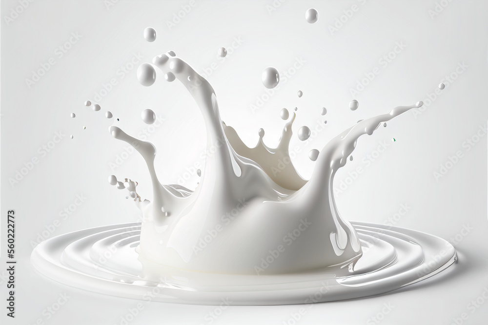 milk splash isolated on white created with AI technology milk splash isolated on white created with AI technology