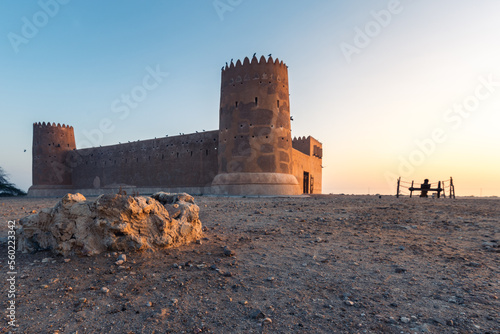 Zubara desert fortress at early morning, sunrise, middle east, qatar