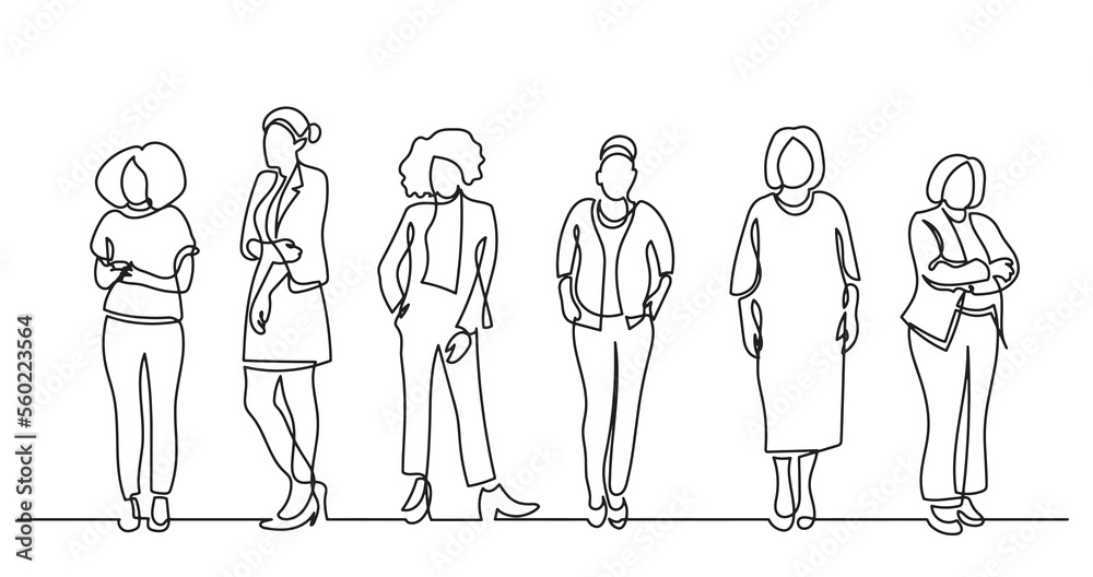 continuous line drawing of diverse group of standing people team members friends employees - PNG image with transparent background continuous line drawing of diverse group of standing people team members friends employees - PNG image with transparent background