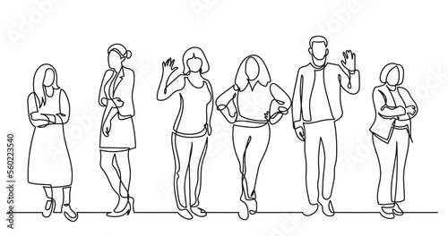 Wallpaper Mural continuous line drawing of diverse group of standing people team members friends employees -  PNG image with transparent background Torontodigital.ca