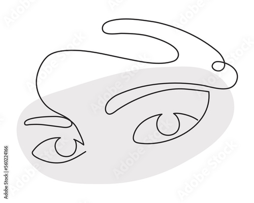 Woman eyes one line art, hand drawn continuous contour. Attractive girl portrait, beauty concept. Editable stroke. Isolated. Vector illustration