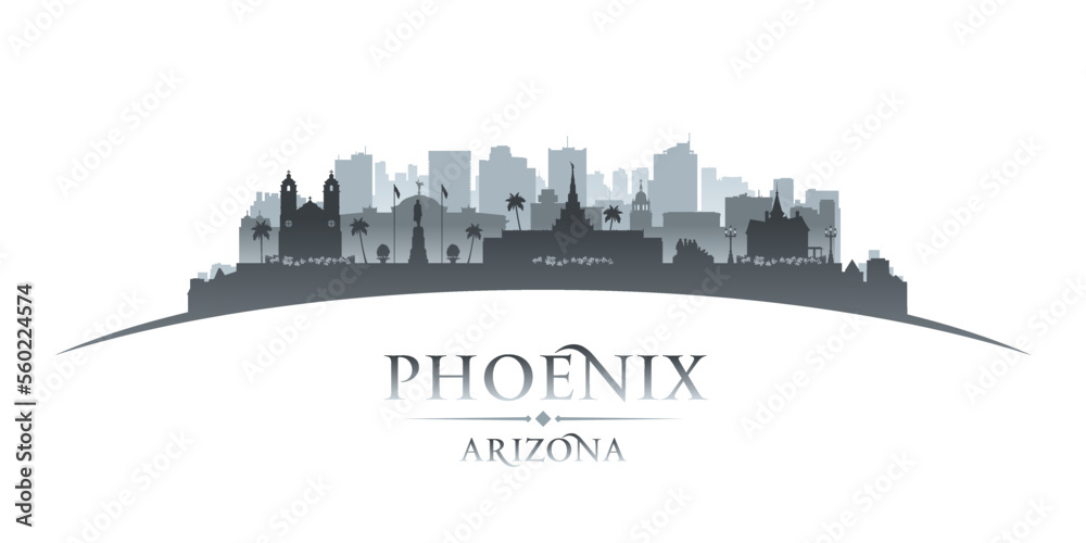 Phoenix Arizona city silhouette white background